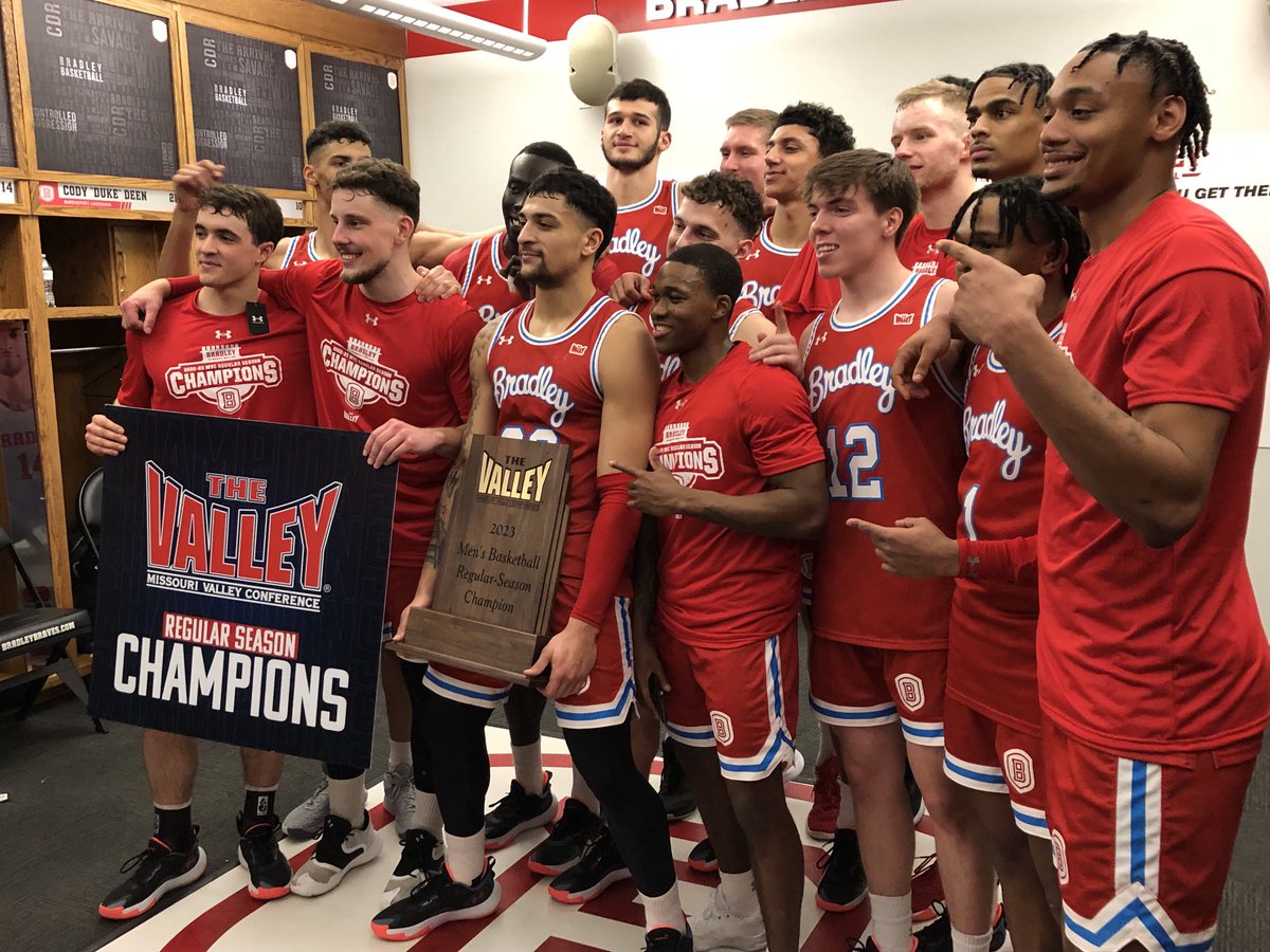 icetimecleve's tweet photo. Inside Bradley locker room after they clinch the Valley title https://t.co/yRrjEU5Gcc