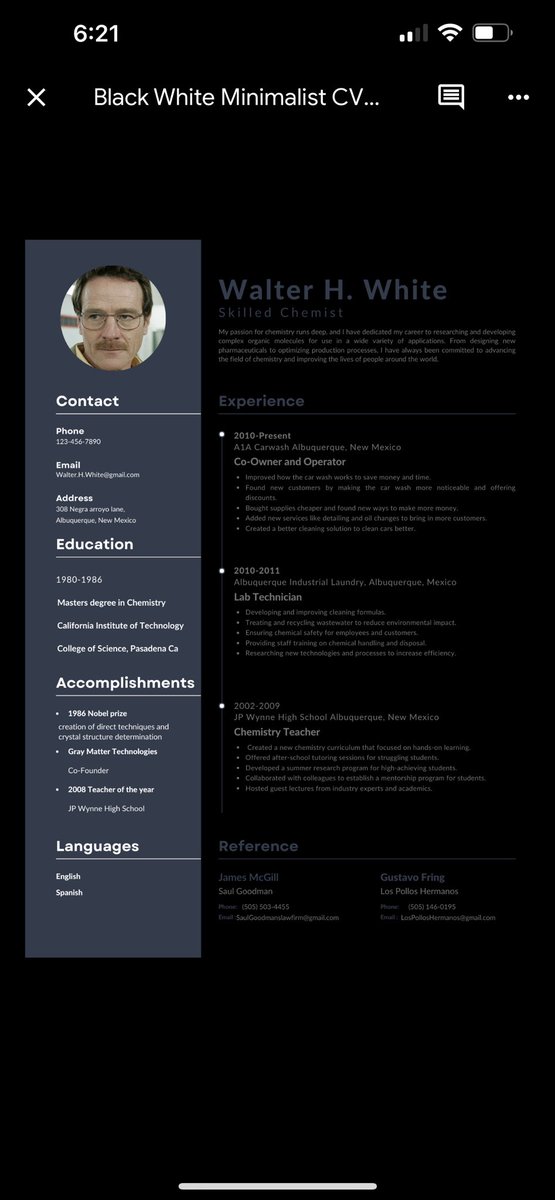 It’s the time of year when I have my students create a résumé and do a job interview as their favorite fictional character, and here are some of them👀