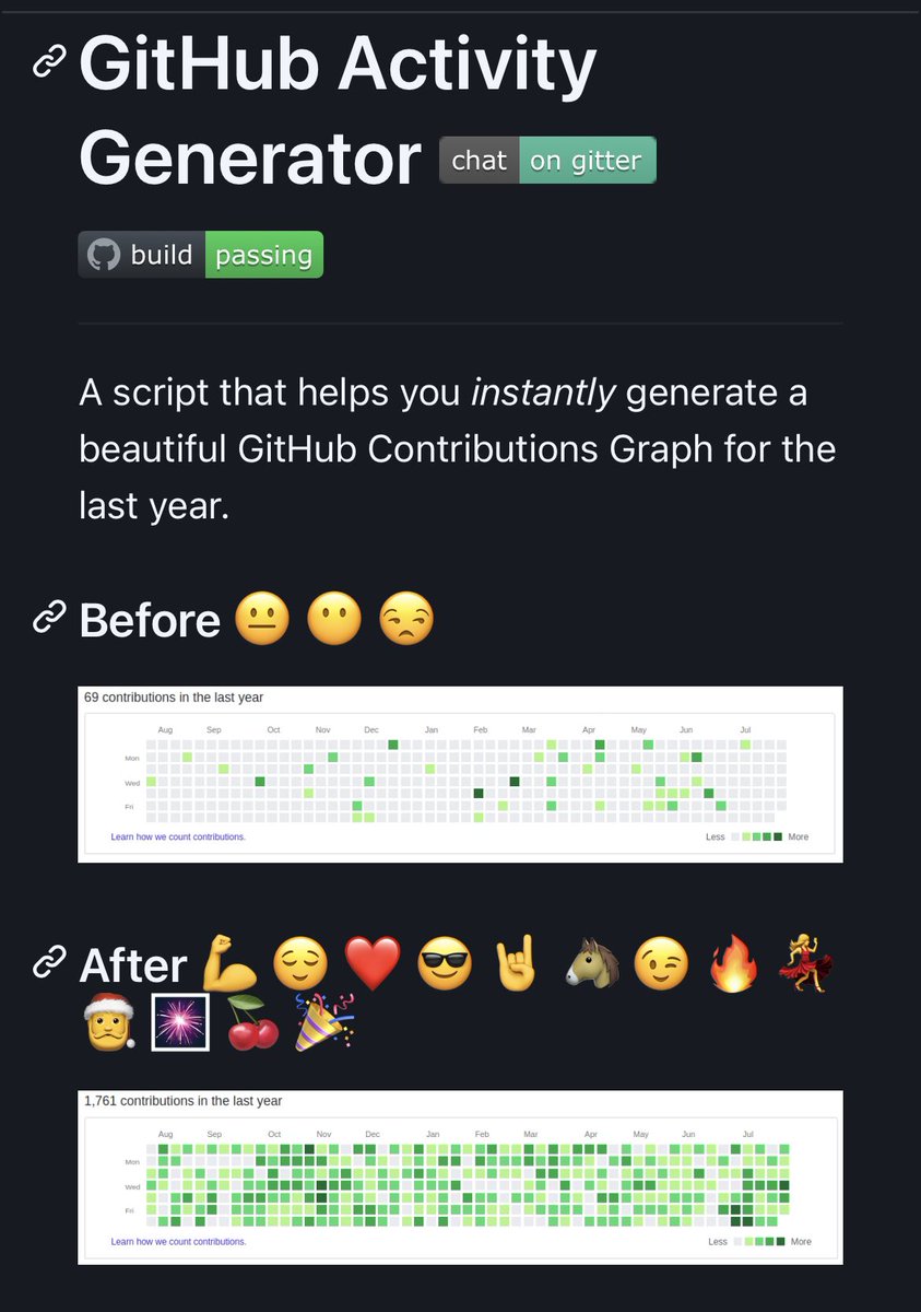 5eniorDeveloper's tweet image. Por si les piden ver su número de contribuciones en github, les dejo este excelente generador de actividad github.com/Shpota/github-…