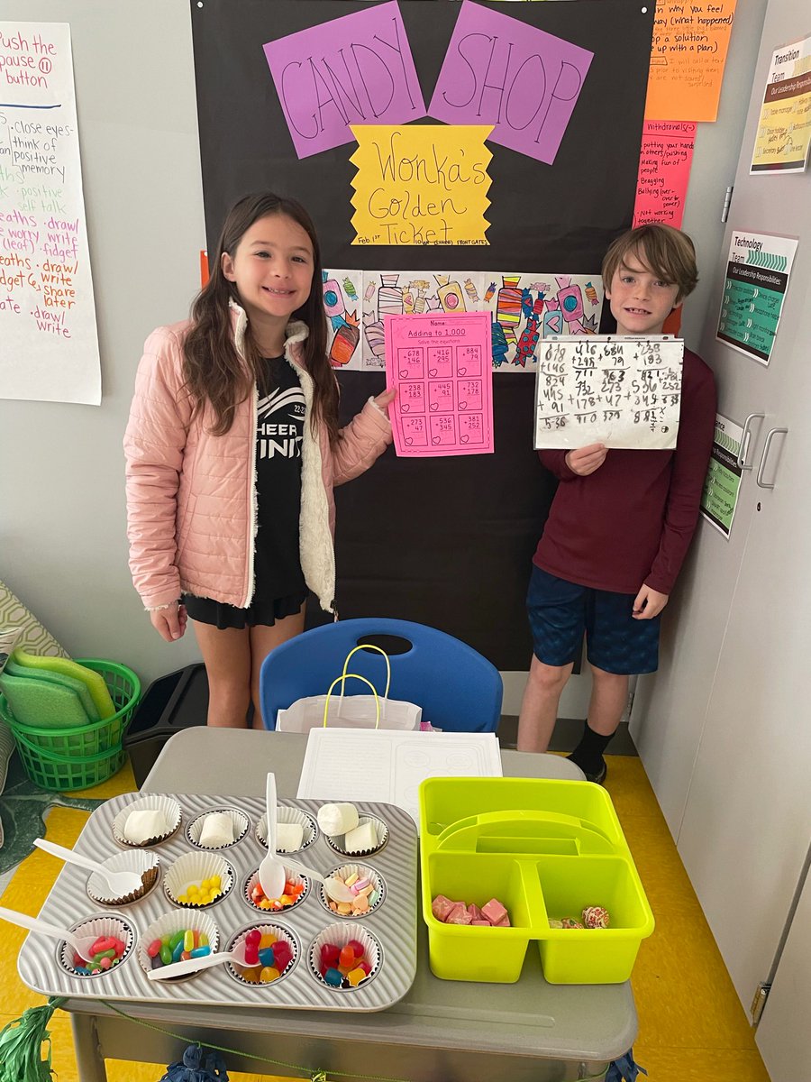 BUZZin2ndGrade's tweet photo. We 💜Charlie and the Chocolate Factory Day! The students completed multiple challenges based on current and review concepts to see if they could “escape!” 🍫 #synergy #addition #subtraction #estimation #fractions #theme #compareandcontrast #designandcreate https://t.co/bex0lHBMcg
