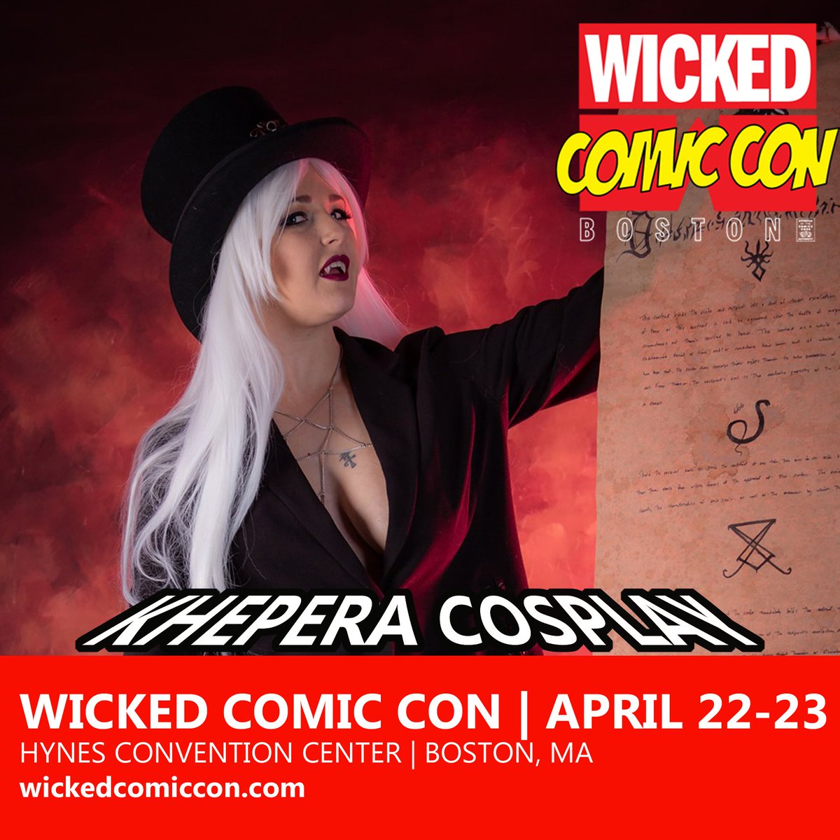 Khepera Cosplay joins us for #WickedComicCon on April 22-23, 2023 at the Hynes Convention Ctr in #Boston! 
 
Get tickets now: wickedcomiccon.com
Kids 12 &amp; under get FREE admission.

#KheperaCosplay #cosplay #cosplayers #ComicCon #ComicArt #ComicBooks #comics #comicon