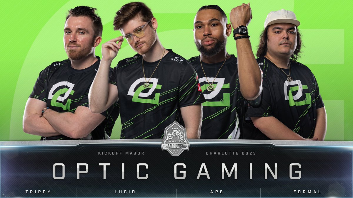 HCS's tweet photo. The kings defend their throne. 

Congratulations to your #HCSCharlotte23 Kickoff Major Champions - @OpTic! 🏆

@TriPPPeY 
@Lucid_TW 
@aPureGangster 
@FormaL 
@Lunchbox 

#GreenWall https://t.co/DTXQA1vgrK