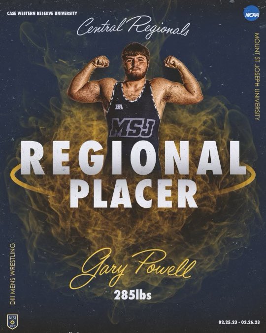 Sophomore Gary Powell finished his season by placing 7th at the 2023 NCAA Central Region Wrestling Tournament #MountUp #DefendTheMount