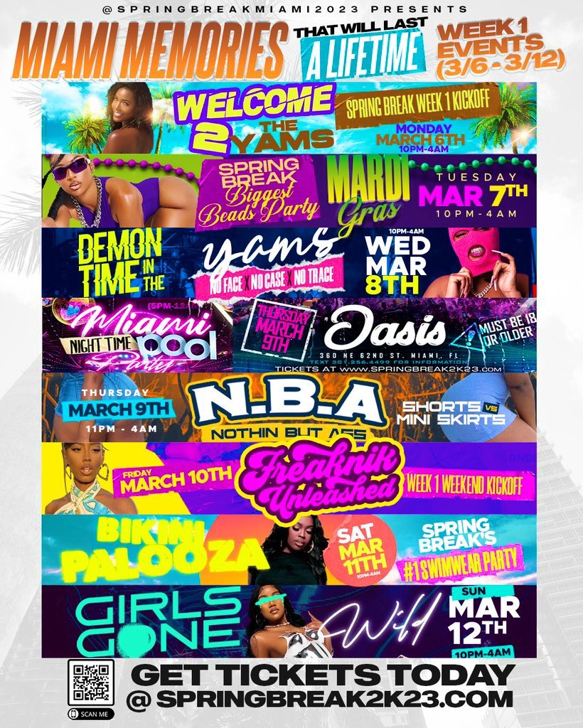 springbreak2k25's tweet image. Don’t Miss The Hottest Events in Miami This Spring Break!🏖️ (Pool Parties, Clubs, etc)

🚨GET 30% OFF YOUR TICKETS TODAY: Promo Code “MIAMI” 🚨

🔗: SpringBreak2k23.com