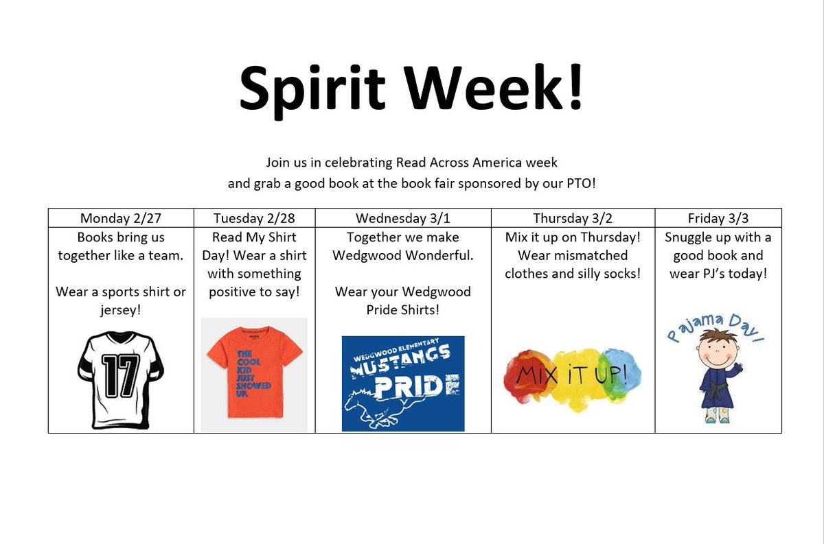 Wedgwood School is celebrating Read Across America Week with a series of interactive dress up days for our students! The fun begins tomorrow, just in time for our school's Scholastic Book Fair!