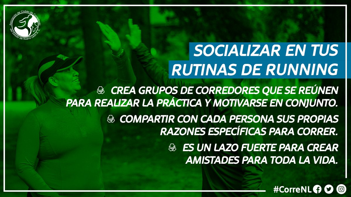 Esa rutina que haces a diario en tu running🏃🏽‍♂️ ¡La puedes compartir con los que más quieres!🙌 Es otro de los beneficios que puedes hacer, conocer, socializar y compartir experiencias en running😉☝️.
#CorreNL #Runner #Running #RutinadeRunning