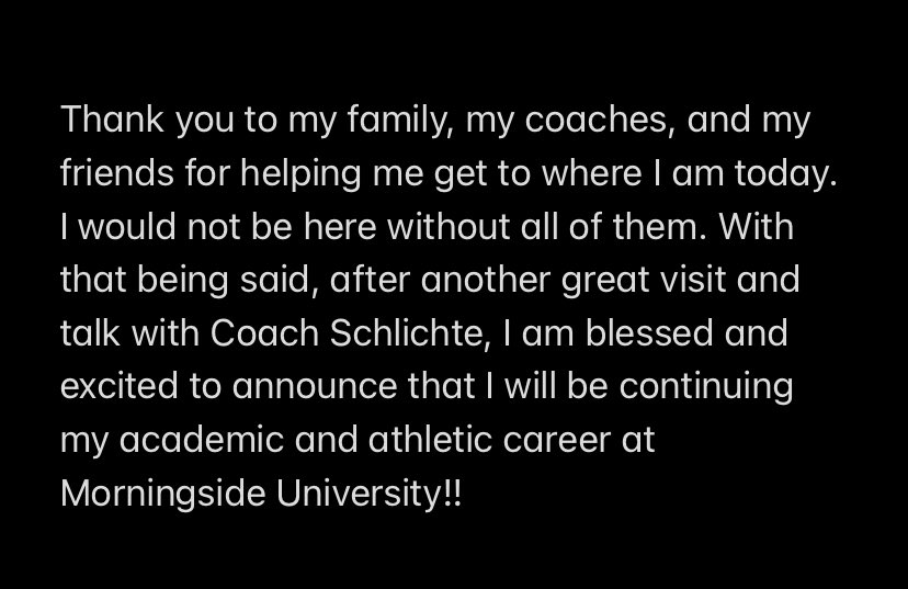 COMMITTED!!  <a href="/MsideFootball/">Morningside University Football</a> <a href="/j_schlichte/">Jay Schlichte</a> <a href="/mwscarletfb/">MW Scarlet Football</a>