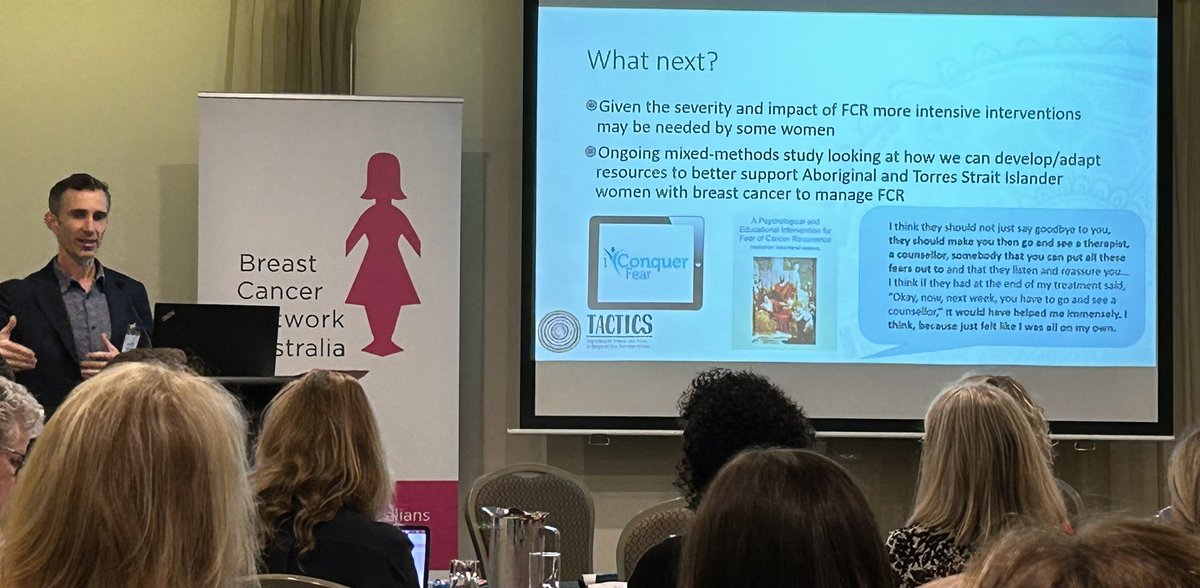 DrAnnaSingleton's tweet photo. Amazing work by @cancer_K2A & team to understand the unmet needs of Aboriginal and Torres Strait islander women about #FearOfCancerRecurrence
Ben says we need to go beyond providing information & deliver additional support for those in need & at high risk of #FCR https://t.co/ws0ZBas7zZ