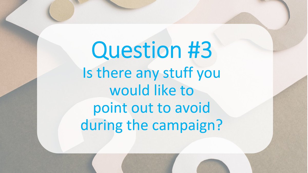 🚨Question #3
We were talking about what to do!👍
However, is there any stuff you would like to point out to avoid during the campaign?🙅‍♀️#EONSChat 
@weoncologist <a href="/OncoAlert/">OncoAlert</a> <a href="/KRannus/">Kristi Rannus</a> <a href="/sharp_lena/">LENA SHARP</a> @helitropen @demetrios_gr