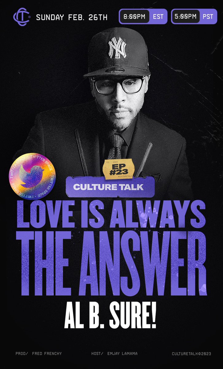 .@FredFrenchy1 Live from #Dubai w/ <a href="/OfficialAlBSure/">Al B. Sure!</a> &amp; Surprise Celeb Friends • Tonight 5PM(PST) / 8PM(EST) / 7c • RSVP #RightNow Click 👉🏽 x.com/i/spaces/1DXxy… • #CultureTalk • #AlBSure • #FredFrenchy • #TwitterSpaces