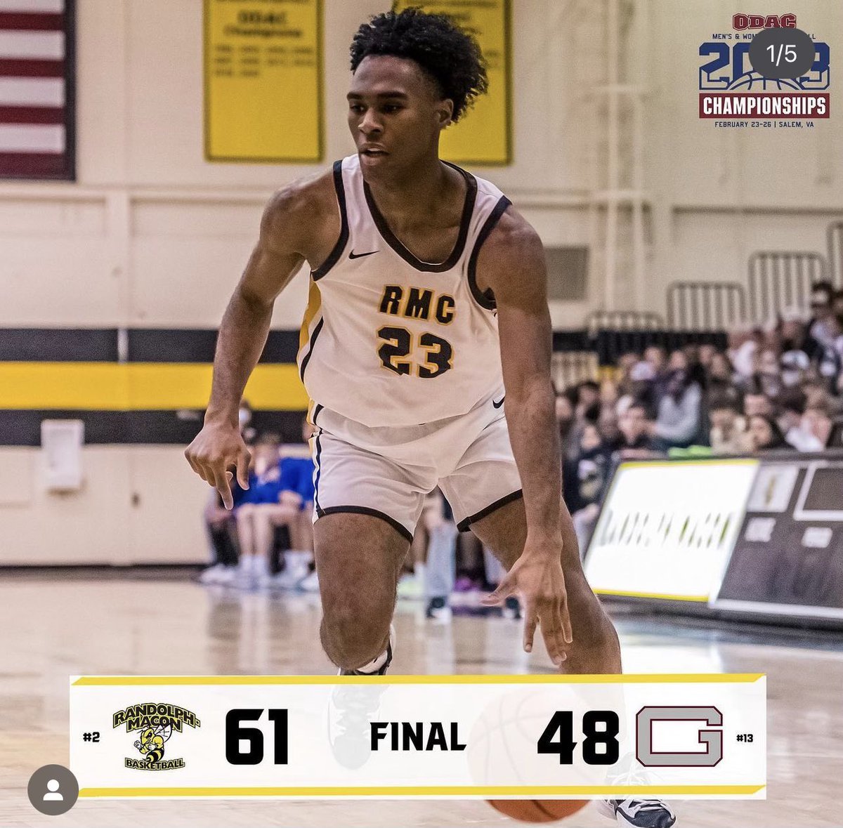 Congratulations to <a href="/RMCHoops/">Randolph-Macon Hoops</a> and our guy, junior <a href="/Danielmbangue22/">Daniel Mbangue</a> on winning another ODAC Championship. And Daniel was named MVP of the Tournament!!!

Way to go big guy! 🔥