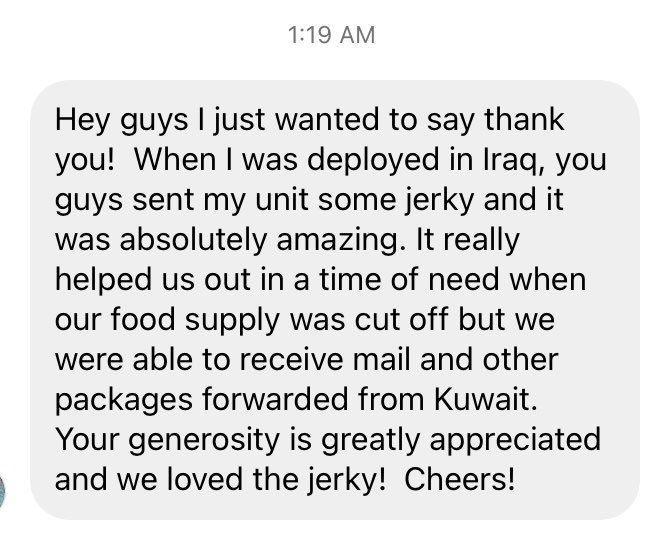 bulkbeefjerky's tweet photo. We sent this care pack back in 2019. Welcome back home. We are strong. We are BULK. #strongamericansnacks https://t.co/0OPuh7nPvJ