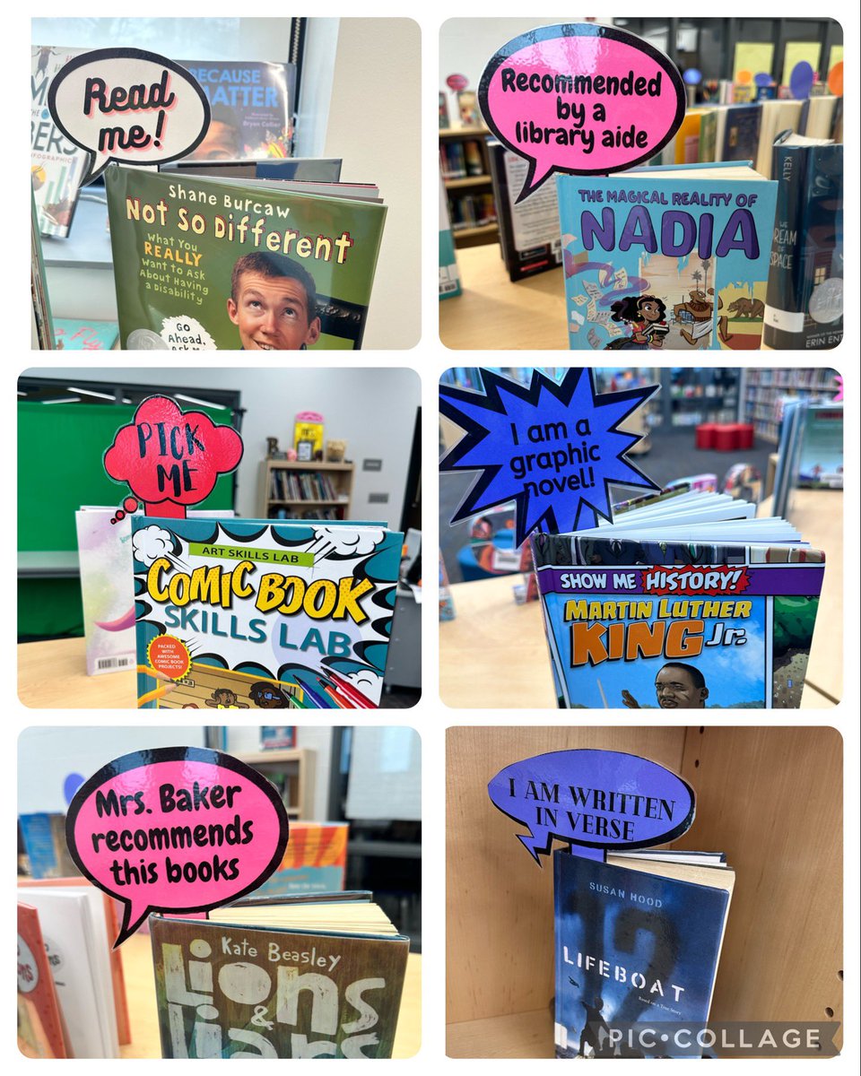 Amy_BakerLMS's tweet image. The Ss love the new display bookmarks @WilkersonElem made ising @canva! Great way to get them interested in different books! #jcpslibraries @JCPS_LMS @jcpsdigin #jcpsdigin