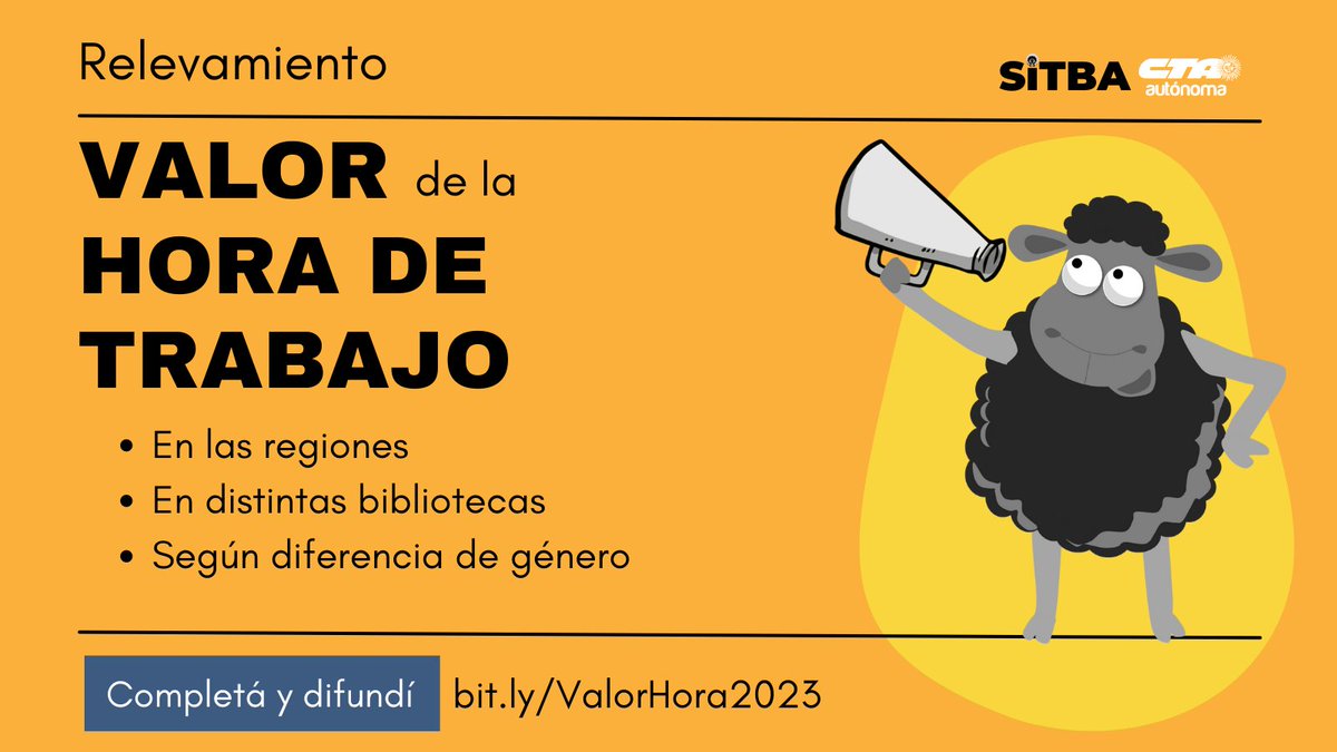 somosSiTBA's tweet photo. Una de las consultas frecuentes es ¿cuánto vale nuestro trabajo?
Durante marzo podés sumarte para conocer más el colectivo bibliotecario.
Respondé y compartí. Es anónimo y nos ayuda a conocernos.

👉https://t.co/aQNq4DE8QT

#ValorHora2023
#SalarioBibliotecario
#RelevamientosSiTBA https://t.co/k3AZBe8ovs