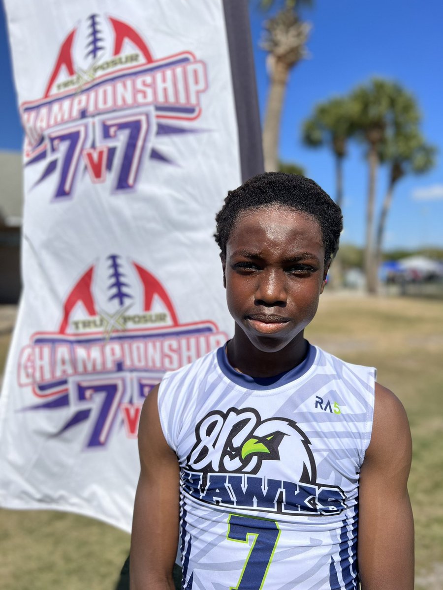 A 2027 gem that if he devotes to football will blow up… Ty Nesmith of the 813 Hawks is an explosive weapon on offense and a ball hawk at safety on defense.. quickness and cover skills beyond his years!! 
Watch out for this young man! 
<a href="/Championship7v7/">Championship 7v7</a> <a href="/TruXposur/">TruXposur</a> #2mge