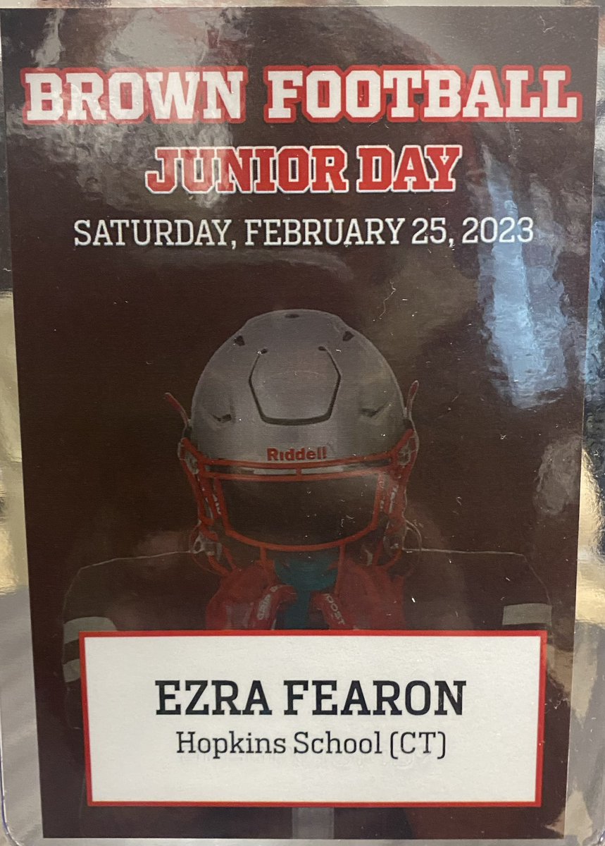 ezra_fearon's tweet photo. Had a great time at Brown junior day! Thank you @CoachW_Edwards @BrownHCPerry @Coach_Bunk @coachDjackson1 and @BrownU_Football for the hospitality.@Day1toD1 @HopFb1873 https://t.co/vDL9ag3llL