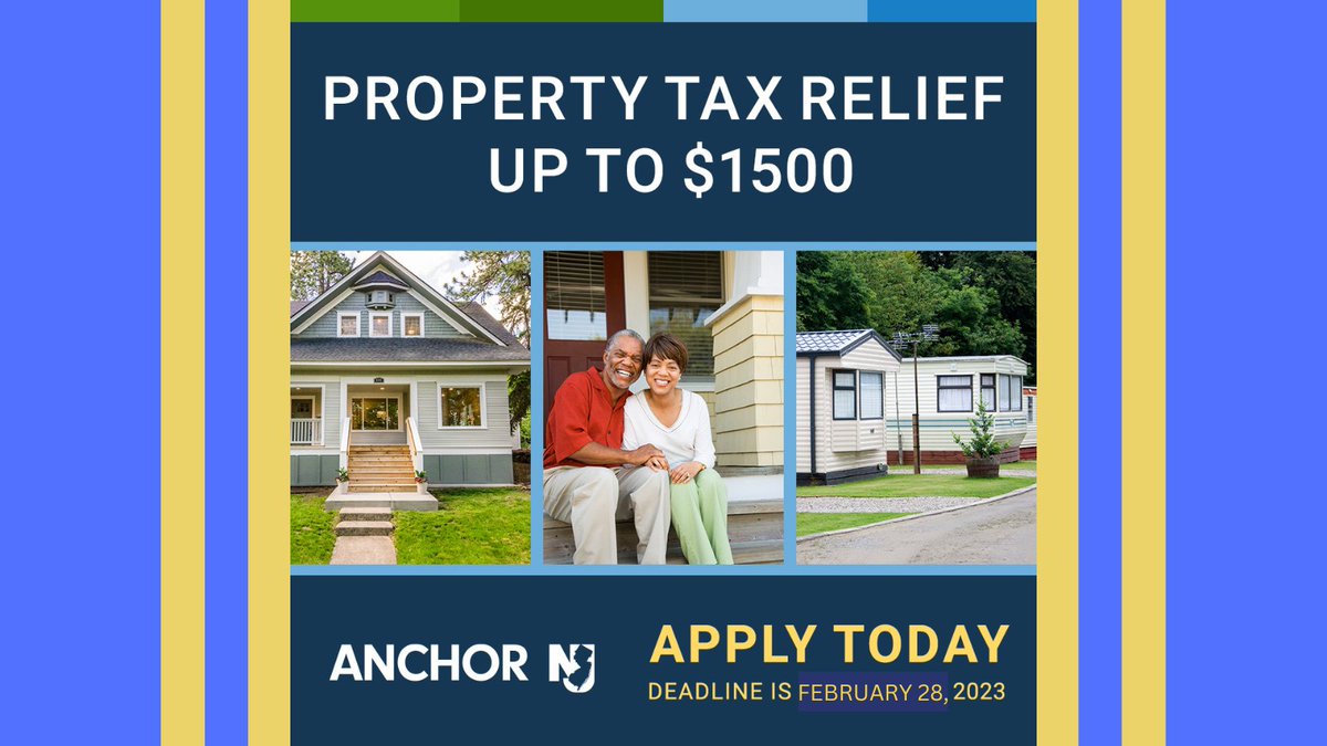 #ICYMI: The deadline to apply for #NewJersey's #ANCHOR program is TOMORROW, 02/28! If you owned or rented an #NJ residence in 2019, you may be eligible for property tax relief. Find out more and apply ➡ bit.ly/NJANCHOR #NJVOAD #communityresources #sticktogether #njtax