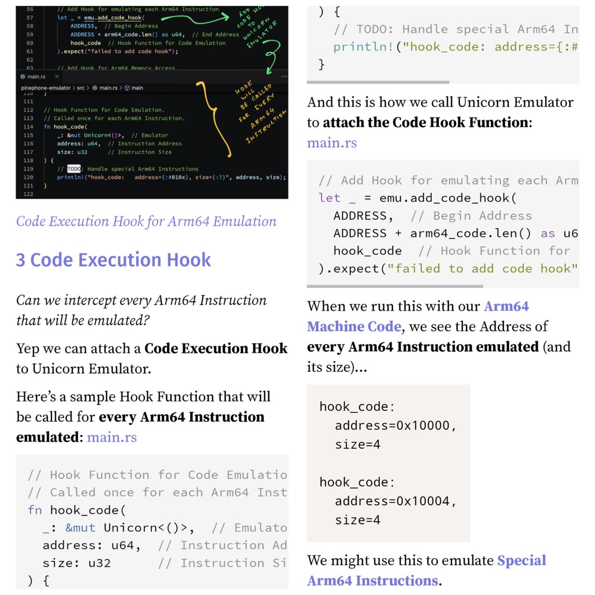MisterTechBlog's tweet photo. To intercept every #Arm64 Instruction that will be emulated by #UnicornEngine ... Just attach a Code Execution Hook to the Emulator

Article: https://t.co/D4rYLbAkaM https://t.co/yir8vh6xJu