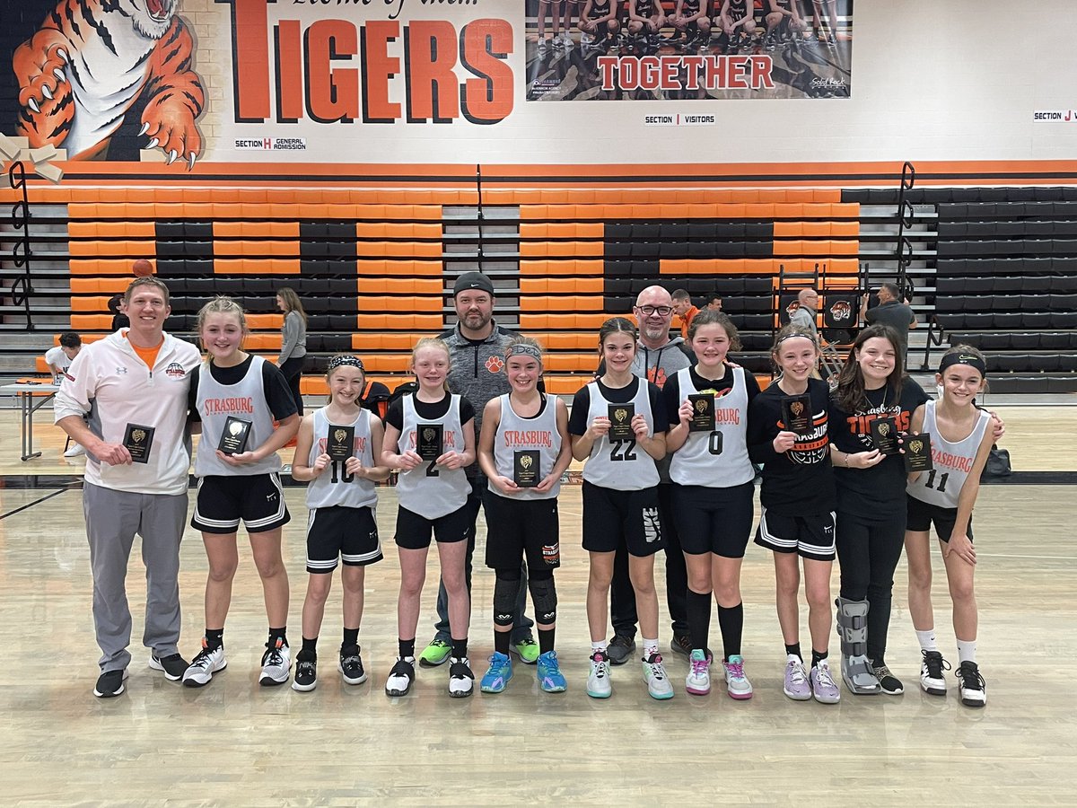 Last but definitely not least!! Our 6th grade girls Champions! Our own Strasburg Lady Tigers! Final score 15-13 over a very talented Massillon team. Very proud of this group of young ladies!