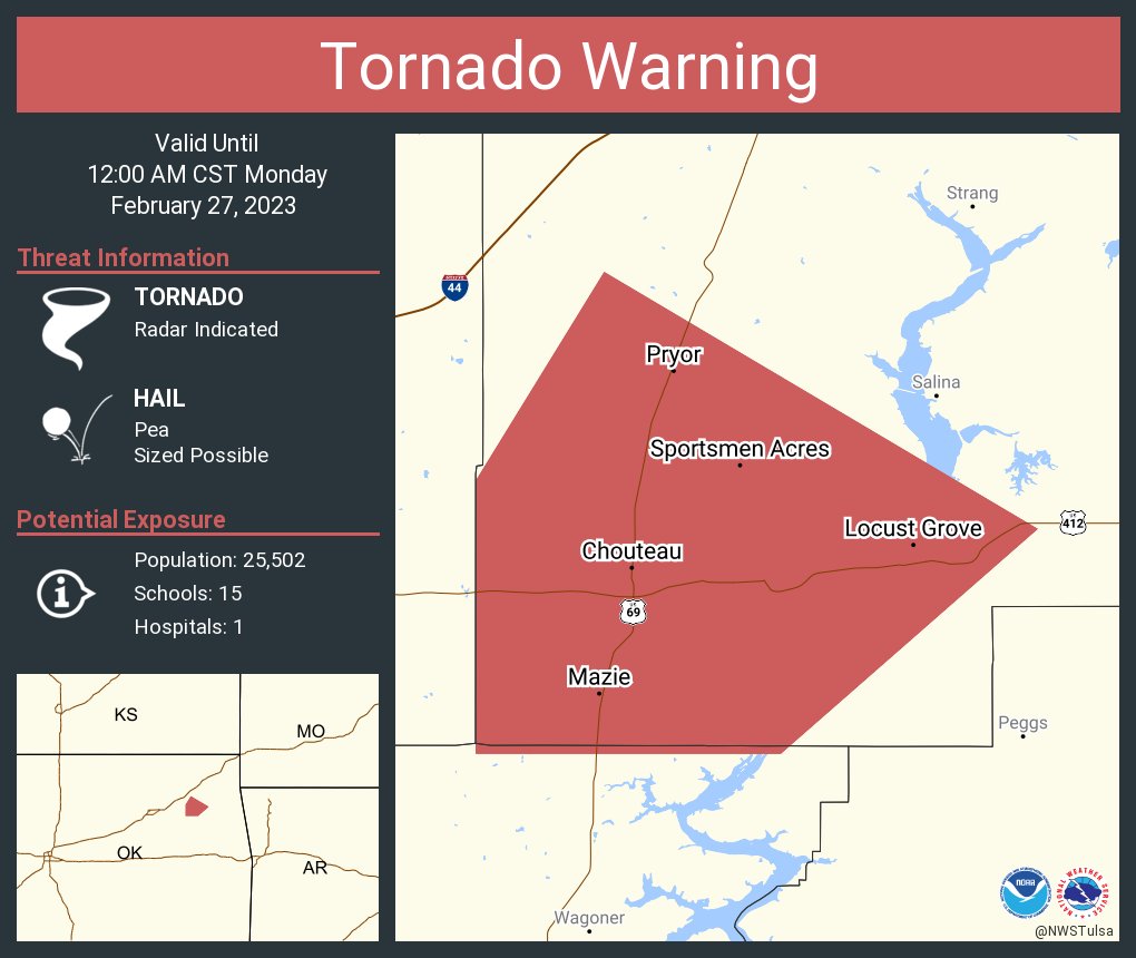 NWS Tornado on Twitter "Tornado Warning continues for Pryor OK