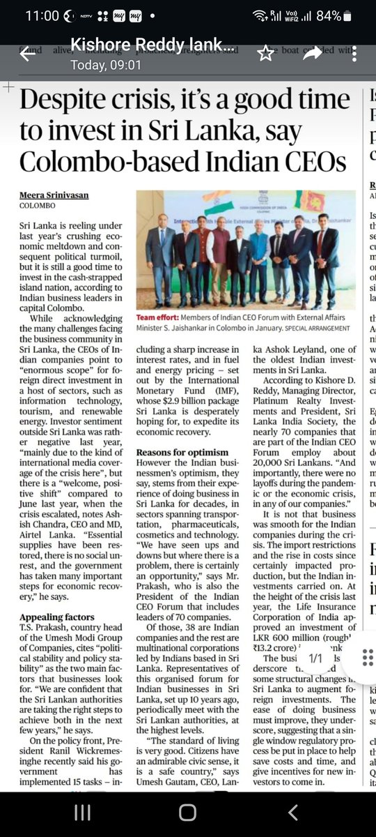 "Despite Crisis,It's good time 2 invest in SL"-Colombo based Indian CEOs.Wth 70 Comp's part of Forum &amp; employing >20000 SriLankans,CEOs admitting challenges facing business community r vry appreciatve of steps takn 4 eco recovery &amp; r optimistic of huge scope in FDI in diff fields