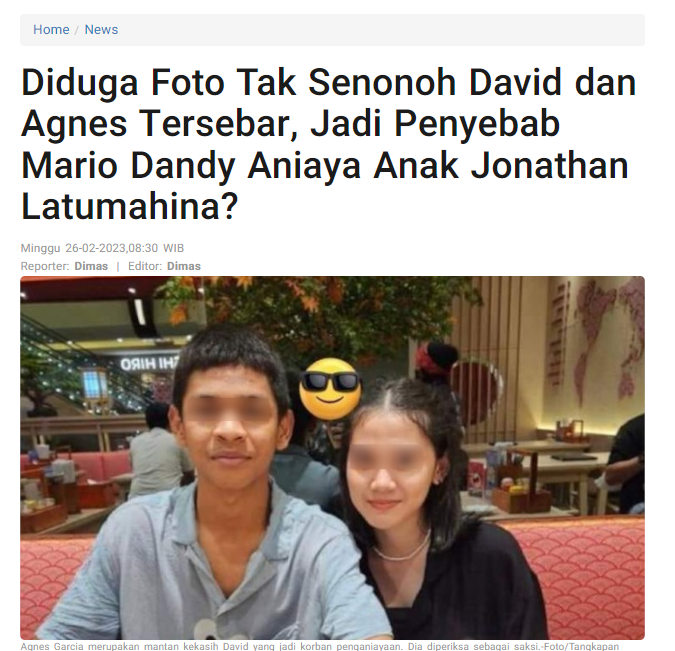 joendymurtadho's tweet photo. Tak hanya langgar  pidana seks dgn anak dibawah umur dan kekerasan seksual.David juga melanggar UU PDP dan UU ITE + UU Pornografi!

Bagaimana tidak? David bocorkan foto pribadi dirinya dgn agnes dan menyebarkannya! foto mesum lagi!

@CCICPolri berani tindak gak? jgn pandang bulu! https://t.co/9tiX6yxmDA