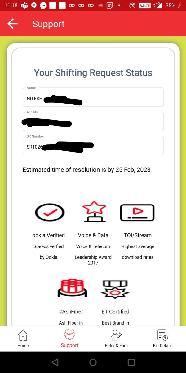 nitesh_4apr's tweet image. The @ACTFibernet relocation is still not done and when I check the estimated time to complete it is showing 25-feb-2023. This is ridiculous. #Internet #Actfibernet #broadband #relocation