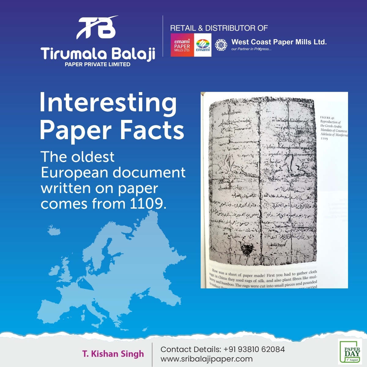 balaji_paper's tweet photo. It was a deed of Sicillian king King Roger II written in Greek and Arabic.
#SriBalaji #SriBalajiPaper #Emami #PaperFacts #Facts #WestCoast #LovePaper #PaperLove #Paper #PaperSmarter #IncrediblePaper #PaperDay #PaperAlways #GoGreen #Hyderabad https://t.co/3odwTHF510