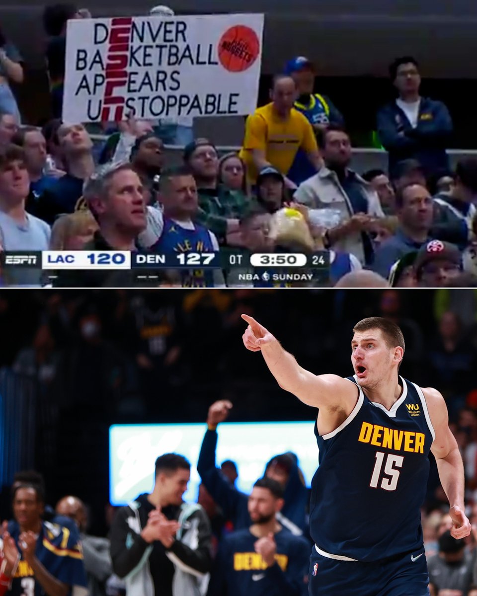 espn's tweet photo. The Nuggets are ROLLIN' in the west 🤠 https://t.co/1E25YEpgNL