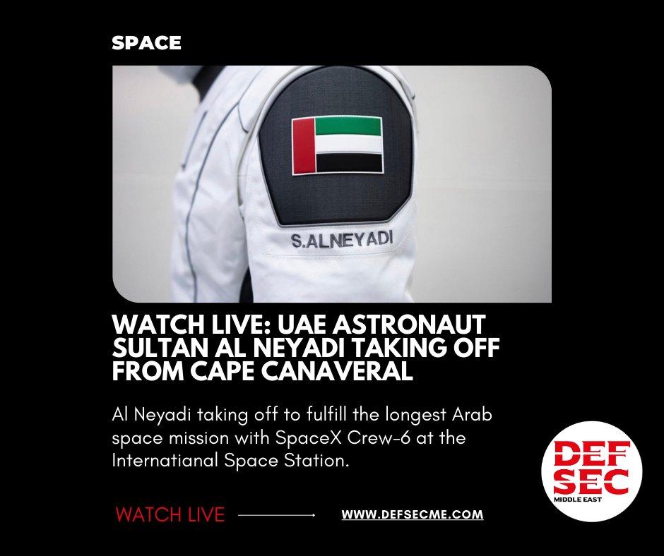 DefSecME's tweet photo. WATCH LIVE: The launch of the longest Arab mission to space 
#DefSccME @uaespaceagency #MBRSC
https://t.co/plKxaXsjxa https://t.co/DztalHsRyU