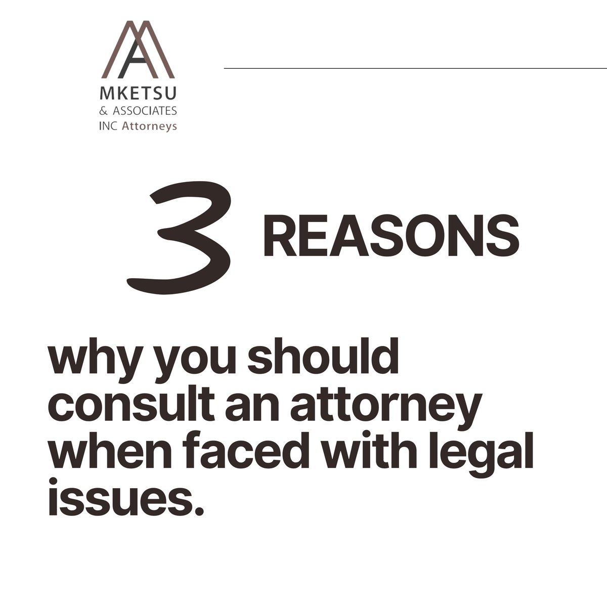 MketsuInc's tweet photo. If you are faced with legal issues or situations, here are some reasons why you should consult an attorney.
#attorneys 
#legaladvice 
#lawfirm https://t.co/qHNIUx82QG