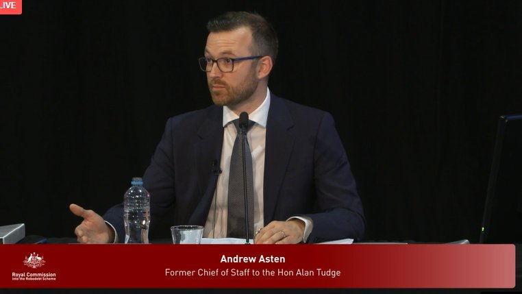 rationalbitch's tweet image. #RobotDebtRC  Can anyone feel #JustinGreggery &apos;s pissed offness through the screen.... This kids was Cheif of staff and from his evidence does nothing all day and sits in isolation box...