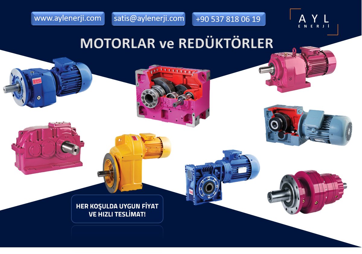 Motor ve Redüktör İhtiyaçlarınızda Teklif Almak İçin;

satis@aylenerji.com
aylenerji.com

#elektrik #elektronik #mekanik #mekanikmalzeme #tedarik #motor #redüktör #reduktor #redüktörlümotor #redüktörmotor #satış #endüstriyel #ürün #satinalma #aylenerji