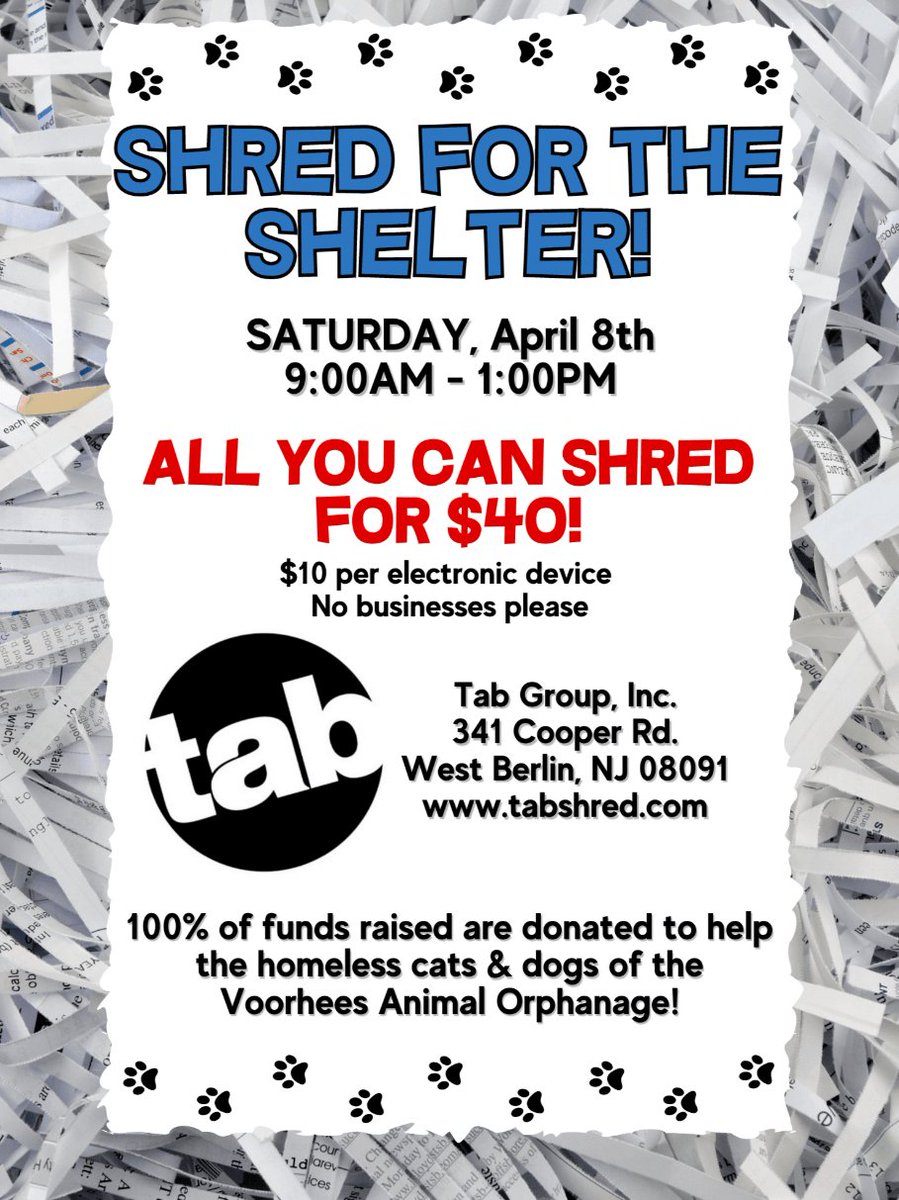 What an amazing idea to #fundraise for your local #animalshelter! I never thought of paper shredding as a way to help!! #papershredding #shredfortheshelter #cats #dogs