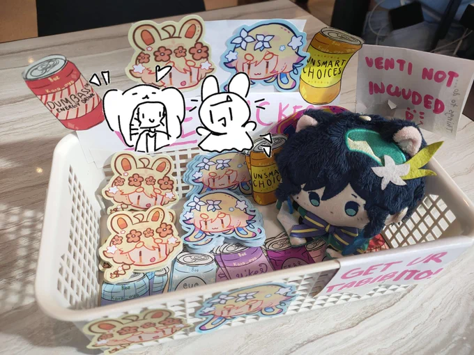 venti got lots of headpats!!  and the tabibunnies + "barbatos soda" found their homes!!! ^o^ ✨✨ 