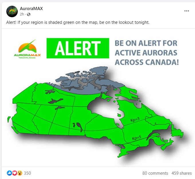 LifeVancouver's tweet photo. AuroraMAXから、オーロラアラートが出ていますよ。今夜カナダの多くの地域で、オーロラが観られる可能性があるようです。
(photo from : AuroraMAX)
https://t.co/tWxApli3nr https://t.co/tGAJ8Qn3fs
