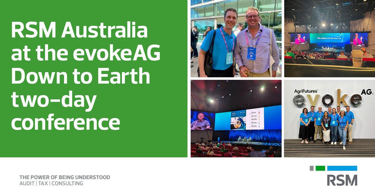 RSM_au's tweet photo. Our team of experts attended the @AgriFutures  Australia @evokeAG  two-day conference last week. It was great to connect with innovators and thought leaders in the #agtech industry. We look forward to using what we learned to help our clients thrive in the new agtech landscape. https://t.co/tE0xT9QHeK