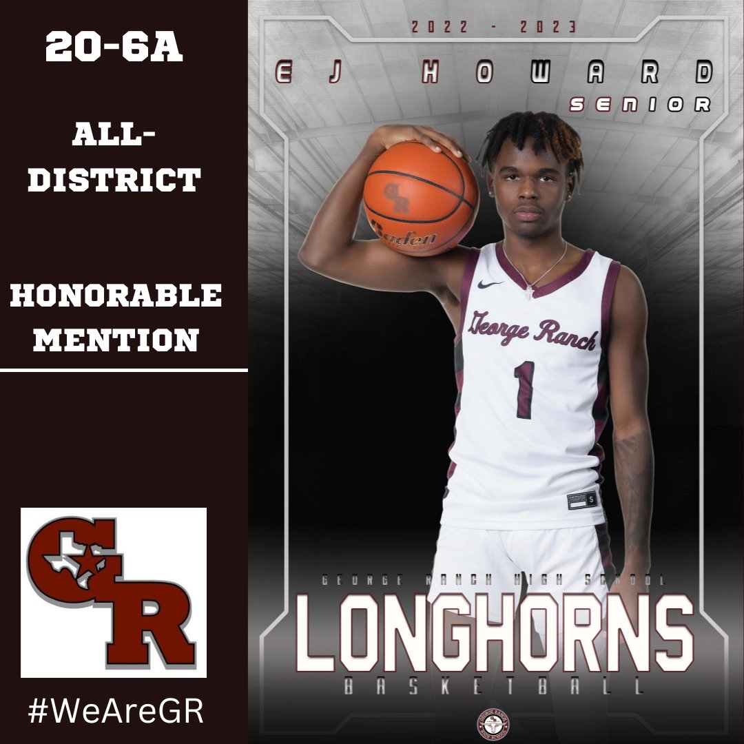 Congratulations to @ejhoward10 for being selected to the 20-6A All-District Honorable Mention Team. 🏀📈