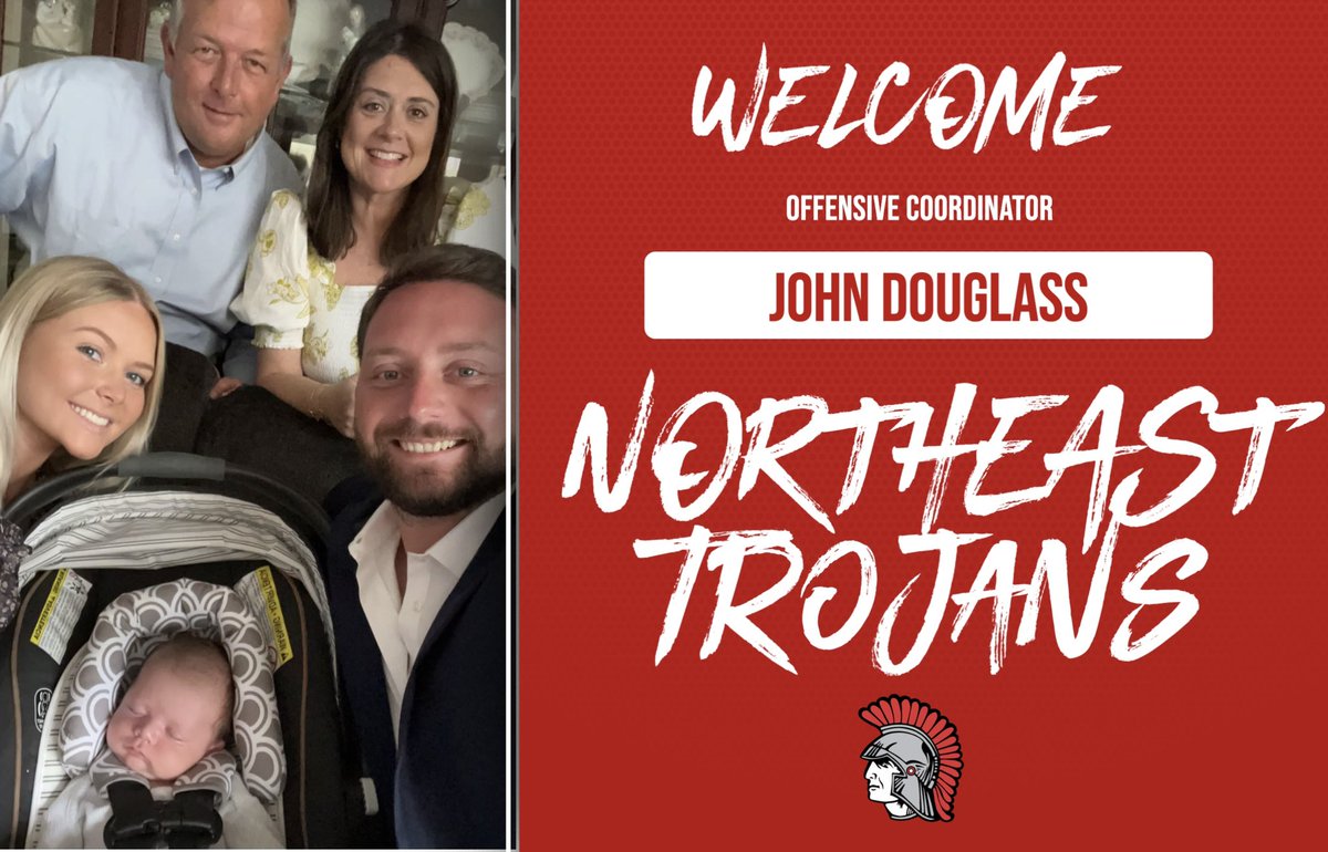 We are excited to welcome Coach John Douglass back to NE 🏈 for the 23-24 season! Coach brings 25 years of experience and a passion for molding young men! His leadership will make a huge impact moving forward! #TrojanPride