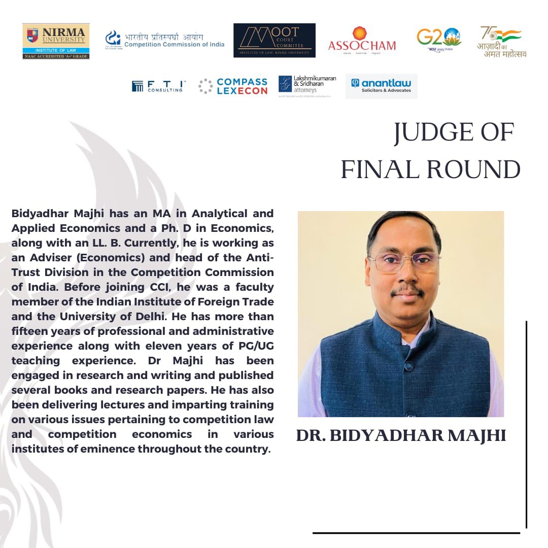 Addressing the students and faculty members of ILNU, Ahmadabad, during valedictory function of moot court on competition  law….