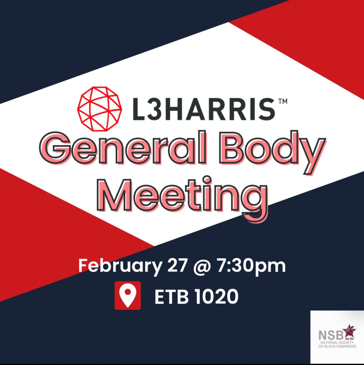 Happy Sunday!! Tomorrow we have a collab with Texas A&amp;M!! L3Harris will be coming out, and the meeting will be hosted via zoom. Come out and learn more about L3Harris. Keep an eye out for the link dropping soon.