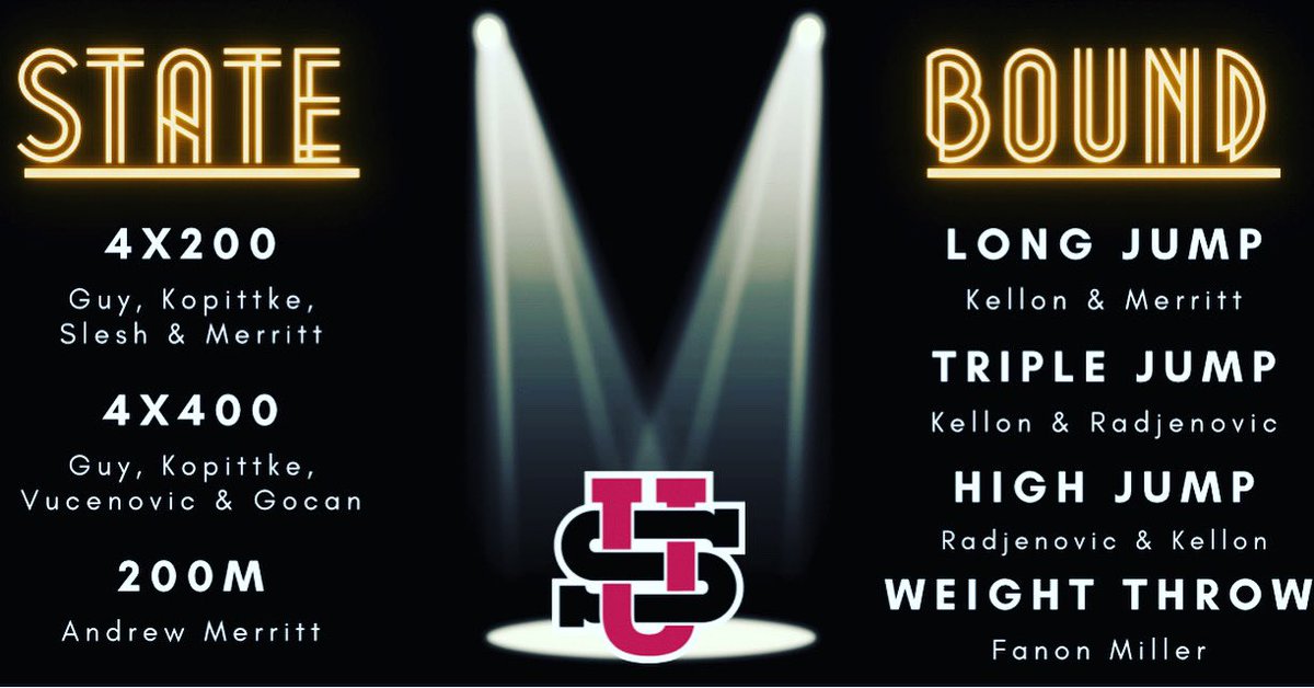 USTF1890's tweet photo. Congrats to our Indoor State Championships qualifiers! Overall we have qualified a school record 7 events and 9 athletes! The Div 1 State Championship meet will take place this Saturday at Spire. We can’t wait to compete on the biggest stage of the indoor season!  #DMGB #NRT https://t.co/OMblyMrfJB