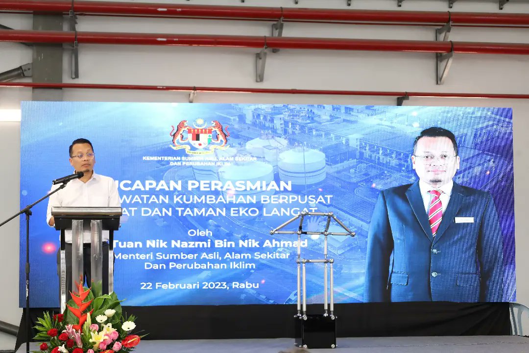 LangatSP's tweet photo. Majlis Perasmian Loji Rawatan Kumbahan Berpusat Langat dan Taman Eko Langat yang telah dirasmikan oleh Yang Berhormat Tuan Nik Nazmi bin Nik Ahmad, Menteri Sumber Asli, Alam Sekitar Dan Perubahan Iklim. https://t.co/7WNIcylvcU