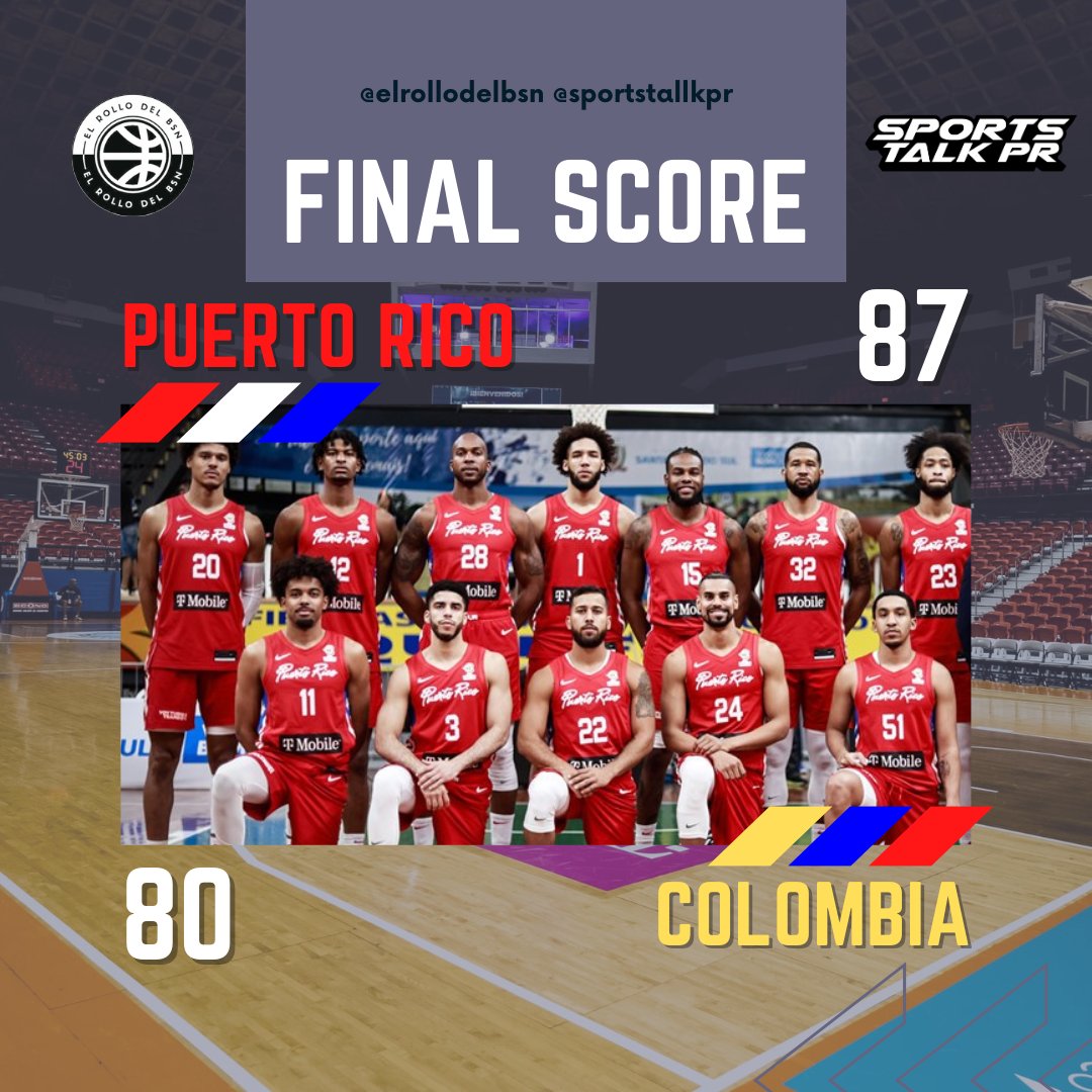 SportsTalkPR's tweet photo. 🇵🇷PUERTO RICO CAMINO AL MUNDIAL 2023🇵🇷
Puerto Rico 🇵🇷 (8-4) vence - a Colombia 🇨🇴(3-9)
De esta manera, Puerto Rico 🇵🇷 poncha el boleto al Mundial 2023!
Por Puerto Rico:
🇵🇷: Jordan Howard 18 pts y 4 ast
🇵🇷: Tremont Waters 12 pts y 7 ast
#fibaworldcup #fiba #fibaqualifiers https://t.co/jdyO6yzV6G