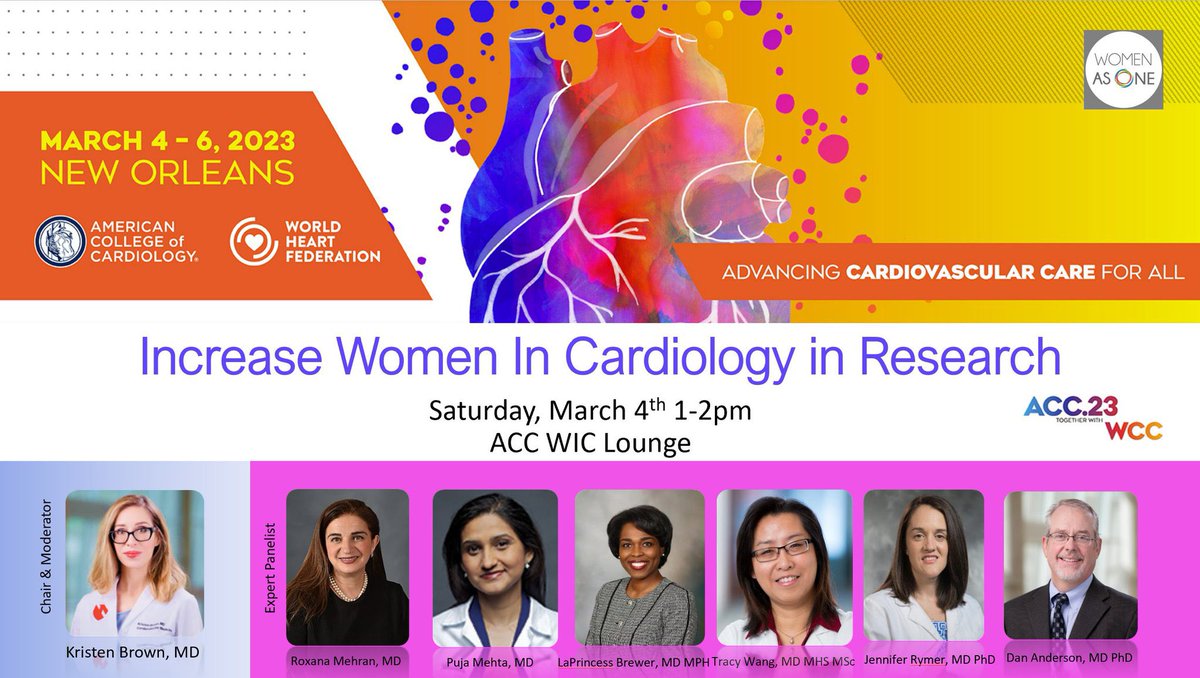 Gina Lundberg MD FACC FAHA (@gina_lundberg) on Twitter photo We need more women researchers so more women will be enrolled in clinical research trails which is needed for sex-specific research & outcomes! <a href="/Kristen_BrownMD/">Kristen N. Brown, MD🫀</a> <a href="/Drroxmehran/">Dr Roxana Mehran</a> <a href="/PujaKMehtaMD1/">Puja K. Mehta, MD</a> <a href="/DrLaPrincess/">LaPrincess C. Brewer, MD, MPH</a> <a href="/TYWangMD/">Tracy Wang</a> @jennifer_rymer #ACCWIC #ACC23 <a href="/WomenAs1/">Women As One</a> We need more women researchers so more women will be enrolled in clinical research trails which is needed for sex-specific research & outcomes! <a href="/Kristen_BrownMD/">Kristen N. Brown, MD🫀</a> <a href="/Drroxmehran/">Dr Roxana Mehran</a> <a href="/PujaKMehtaMD1/">Puja K. Mehta, MD</a> <a href="/DrLaPrincess/">LaPrincess C. Brewer, MD, MPH</a> <a href="/TYWangMD/">Tracy Wang</a> @jennifer_rymer #ACCWIC #ACC23 <a href="/WomenAs1/">Women As One</a>