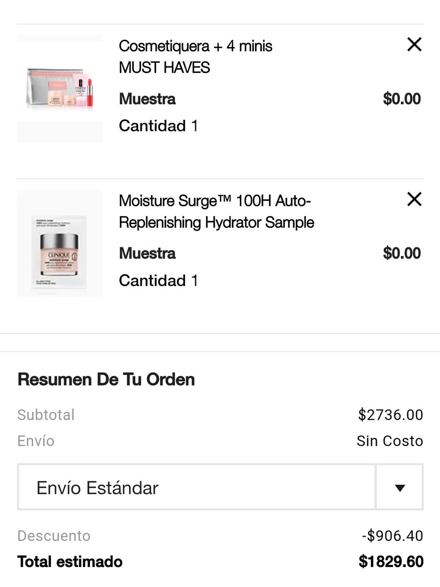 ATENCIÓN ✨️
Les regalo mi código CLINIQUE para que les den TODOS estos REGALITOS y el 20% DE DESCUENTO en la compra de su rutina de 3 pasos. Aquí les dejo el ejemplo de cómo queda el carrito.
clinique.com.mx
Código: CathiaRutinaClinique
