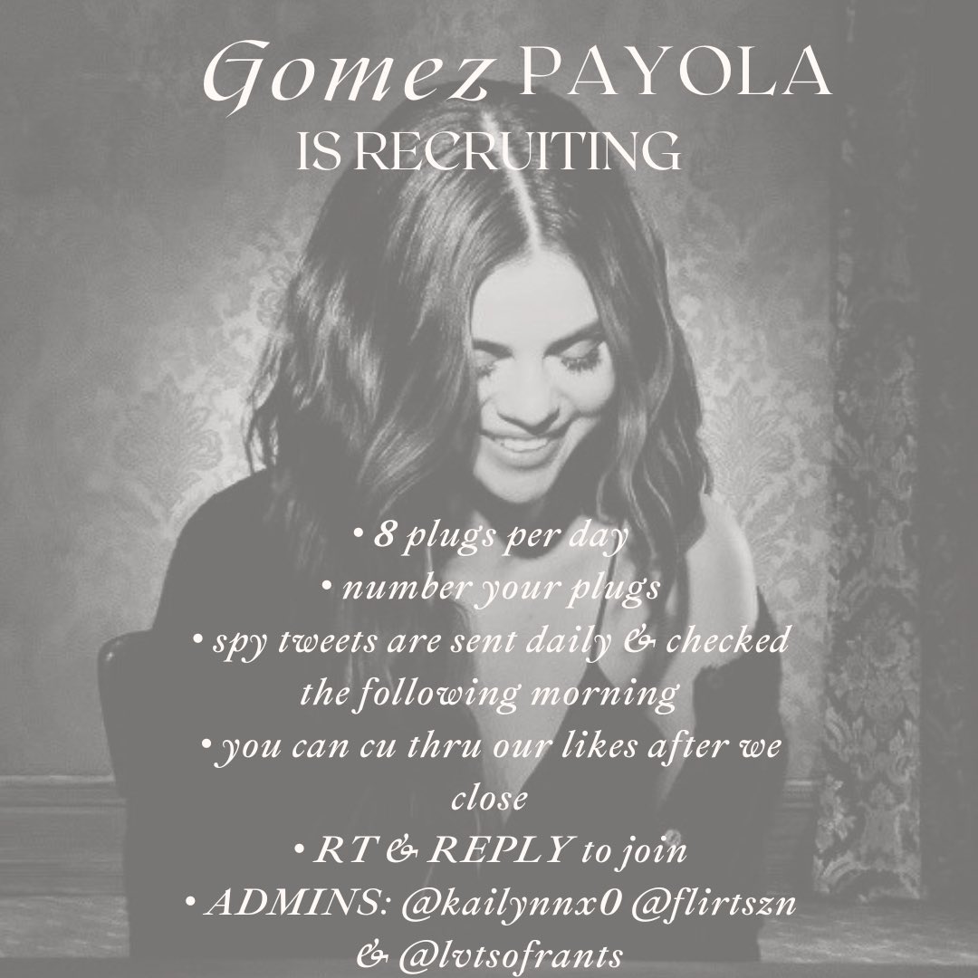 rareselenaxo's tweet image. GPGC IS RECRUITING! 

• 8PPD
• must be active
• must like all tweets
• number your plugs 
• cu thru my likes after closing 
• MBF: @rareselenaxo &amp;amp; @sassyseIenator 

RT &amp;amp; REPLY TO JOIN! 🕊