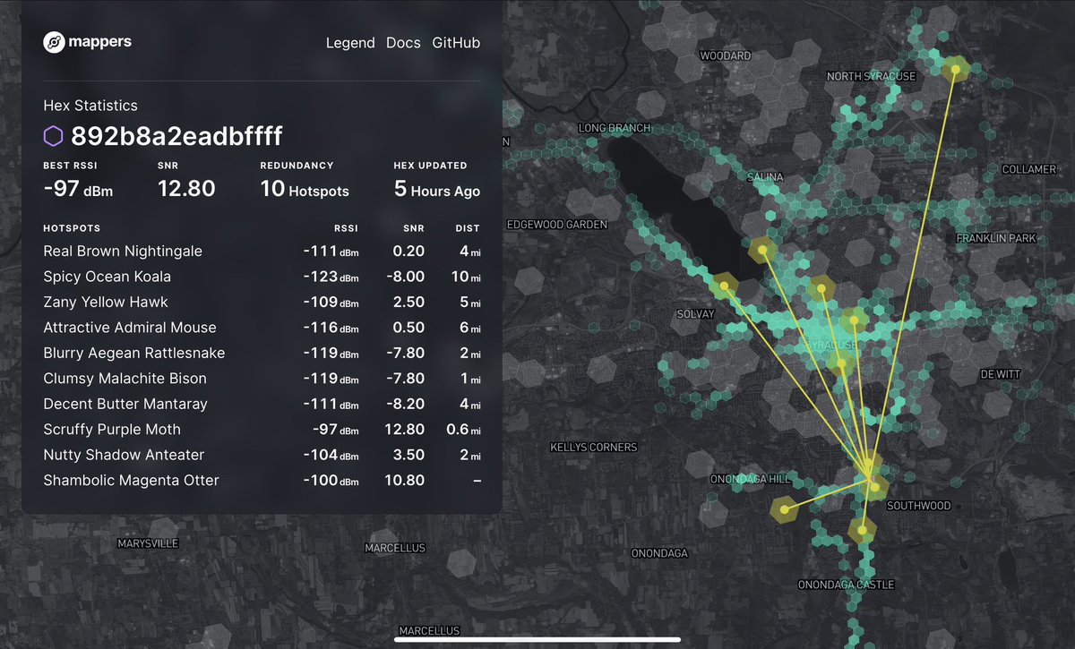 Contributed some <a href="/helium/">Helium🎈</a> coverage map data for the Syracuse, NY area today.

See mappers.helium.com for coverage in your area.

See github.com/Max-Plastix/tb… to learn how to build your own mapper.
