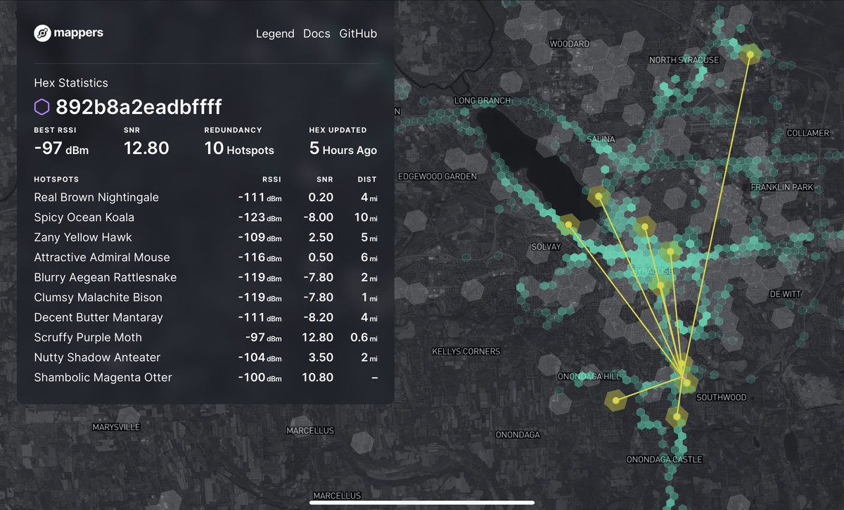 Contributed some @helium coverage map data for the Syracuse, NY area today. See mappers.helium.com for coverage in your area. See github.com/Max-Plastix/tb… to learn how to build your own mapper.