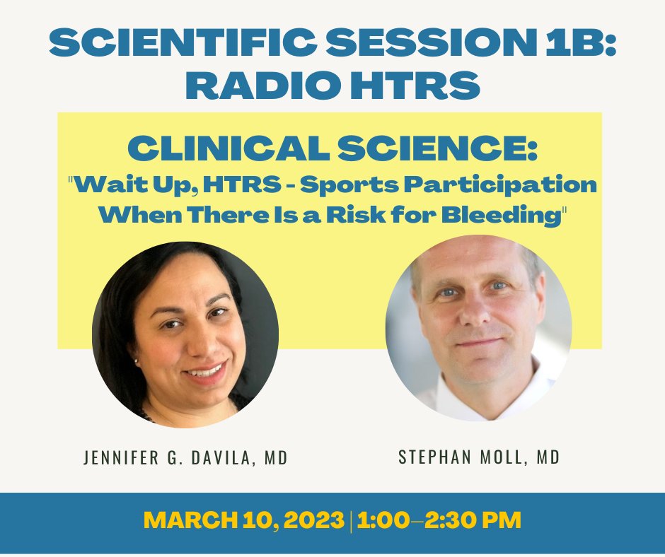 HTRStoday's tweet image. Get ready for a knowledge-packed event! Our faculty, including Jennifer G. Davila, MD, and @StephanHDMoll, will share the latest advancements in hemostasis and thrombosis at #HTRS2023.